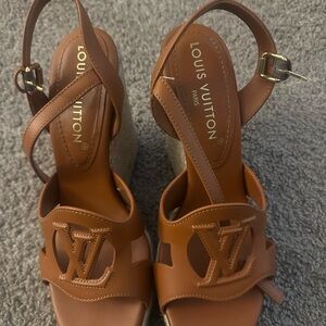 Louis Vuitton Women's Brown Wedge Sandals